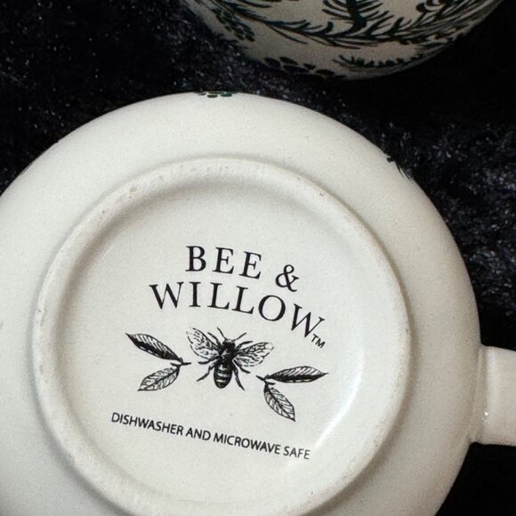 Bee & Willow Vail Pine Mugs Red & Green Pinecones Branches - Set of 4 - Picture 8 of 9